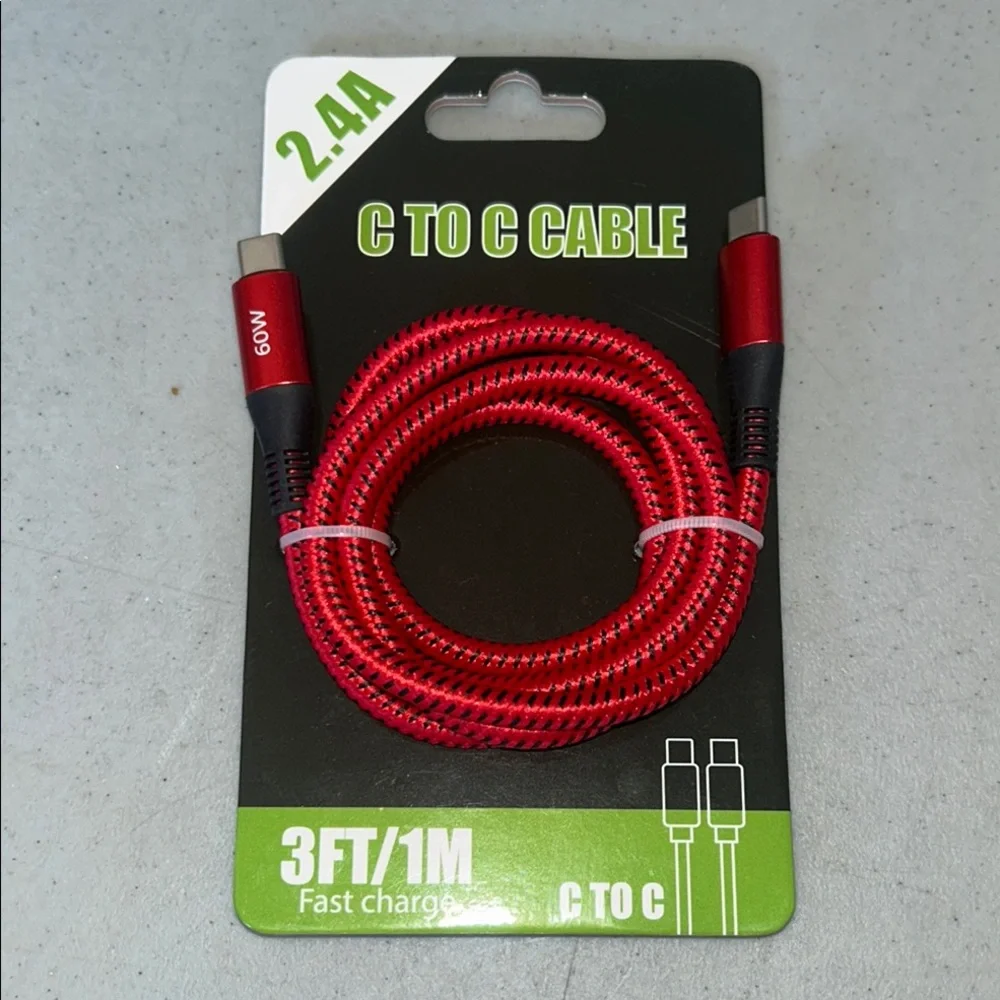 Red USB-C to USB-C Fast Charging Cable